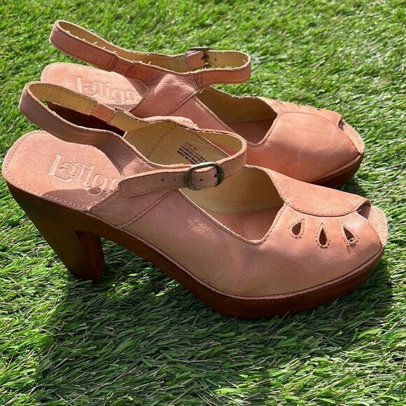 LATIGO for Anthropologie June Leather Wooden Clog Heels - Size 8 (NWOT) - Picture 6 of 6